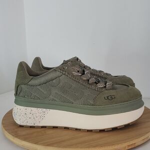 UGG Marin Lace Logo Platform Sneaker Olive Green Women's Size 7 NWOB